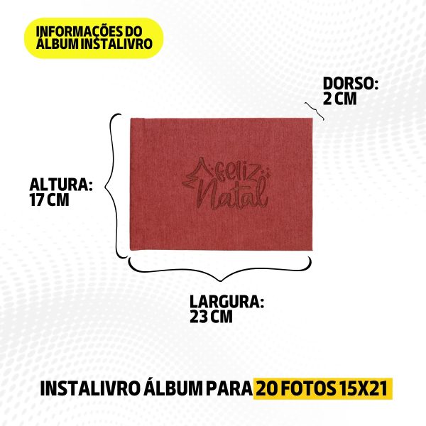 Instalivro Tecido 15x21 Álbum Autocolante 20 fotos NATAL CLARK PAPRICE VERMELHO Fotos Família Natalino - Image 8