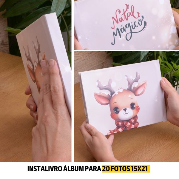 Instalivro 15x21 Álbum Autocolante 20 fotos NATAL MÁGICO Feliz Foto Família - Image 2