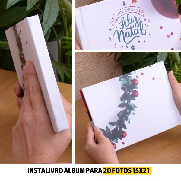 Instalivro 15x21 Álbum Autocolante 20 fotos NATAL MOMENTOS Feliz Foto Família - Image 2