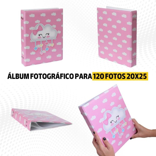 Álbum fotográfico para 120 fotos 20x25 NUVEM ROSA bebê infantil Chuva de amor - Image 2