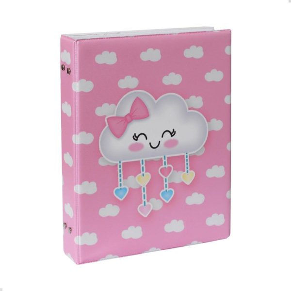 Álbum fotográfico para 120 fotos 20x25 NUVEM ROSA bebê infantil Chuva de amor