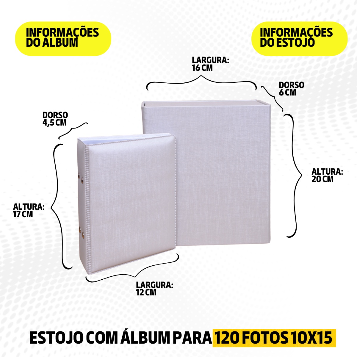 Estojo Imantado com Álbum p/ 120 fotos 10x15 DUNY PRATA Liso Caixa Imã Bodas Família Casal - Imagem 9