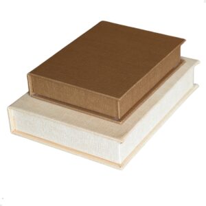 Kit 2 Caixa Livro Falso MDF LINHO OURO e LINHO DOURADO Decorativa Porta Objeto Elegante