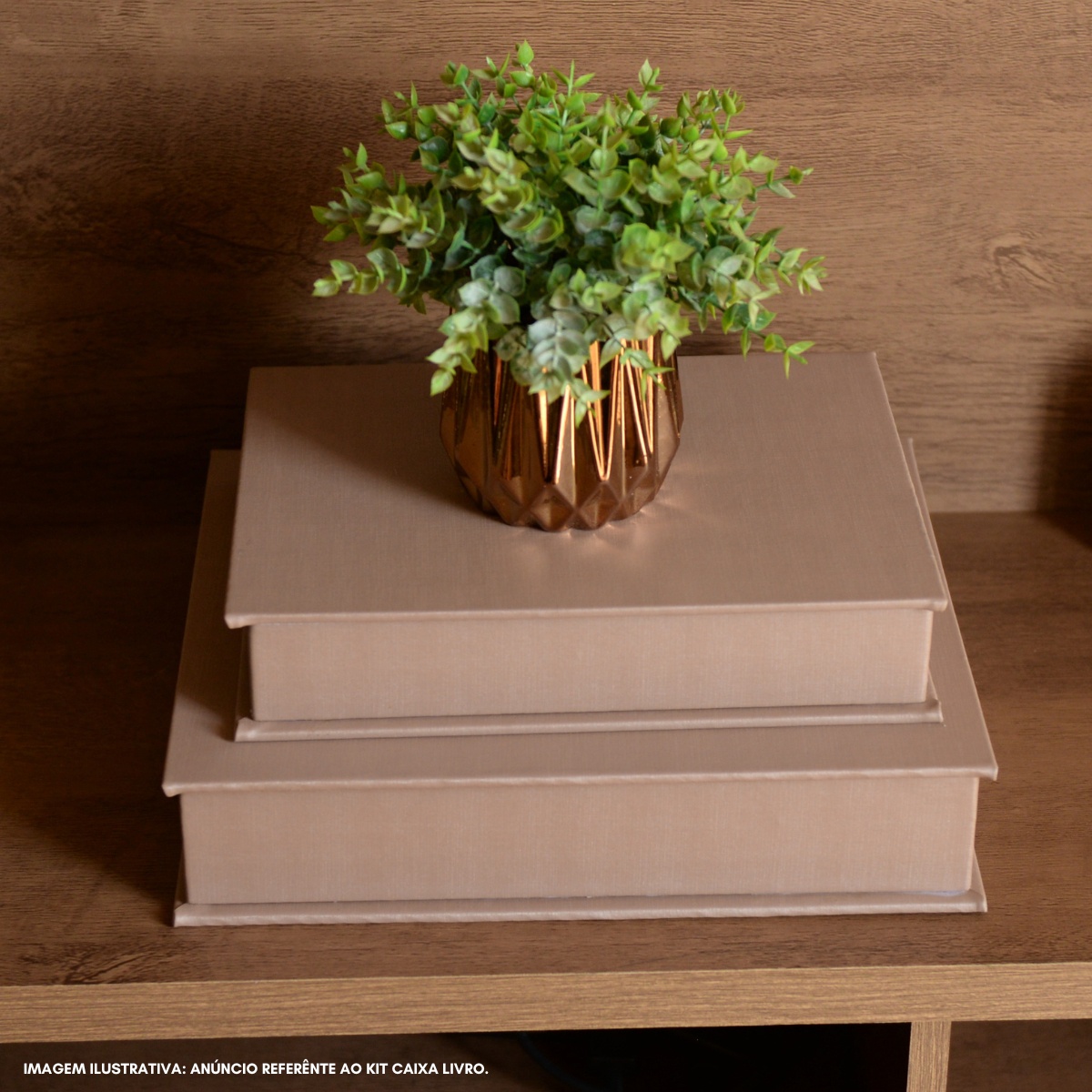 Kit 2 Caixa Livro Falso MDF DUNY CAPUCINO Marrom Decorativa Porta Objeto Elegante - Imagem 3