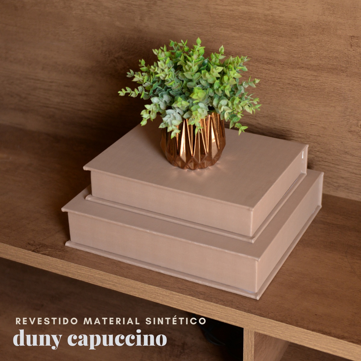Kit 2 Caixa Livro Falso MDF DUNY CAPUCINO Marrom Decorativa Porta Objeto Elegante - Imagem 7