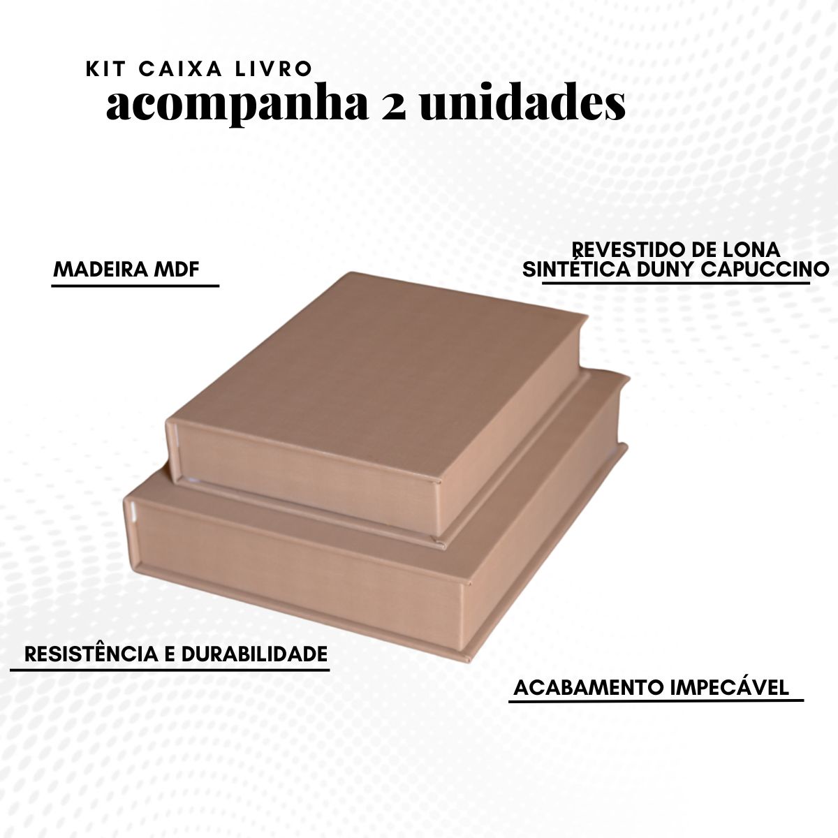 Kit 2 Caixa Livro Falso MDF DUNY CAPUCINO Marrom Decorativa Porta Objeto Elegante - Imagem 9