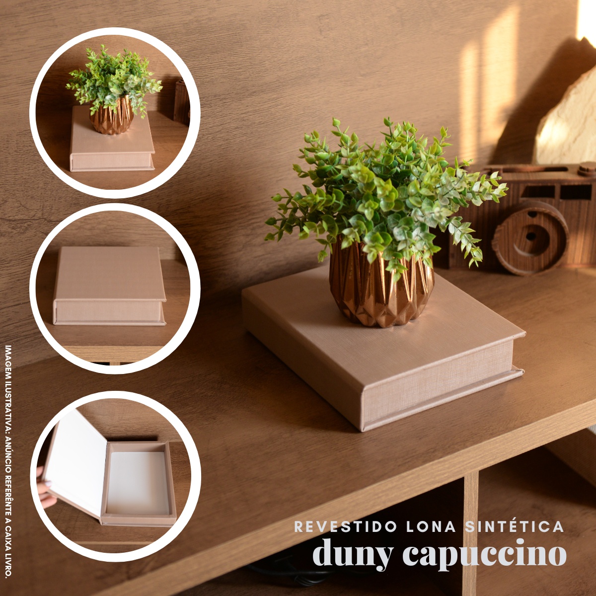 Livro Fake Caixa Decorativa Pequena DUNY CAPUCCINO - P - Imagem 3