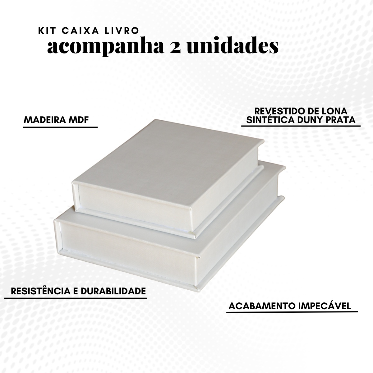 Kit 2 Caixa Livro Falso MDF DUNY PRATA Decorativa Porta Objeto Elegante - Imagem 9