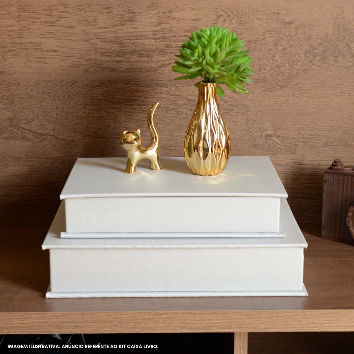 Kit 2 Caixa Livro Falso MDF DUNY PRATA Decorativa Porta Objeto Elegante - Imagem 7