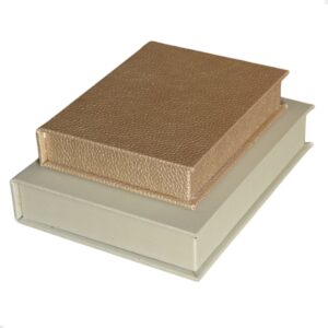 Kit 2 Caixa Livro Falso MDF ECLIPSE DOURADO e DUNY BEGE Decorativa Porta Objeto Elegante