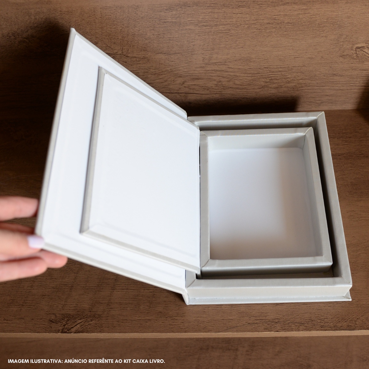 Kit 2 Caixa Livro Falso MDF DUNY PRATA Decorativa Porta Objeto Elegante - Imagem 6