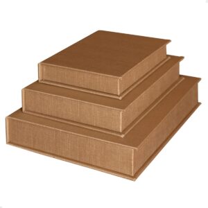 Kit 3 Caixa Livro Falso MDF LINHO OURO Dourada Decorativa Porta Objeto Elegante
