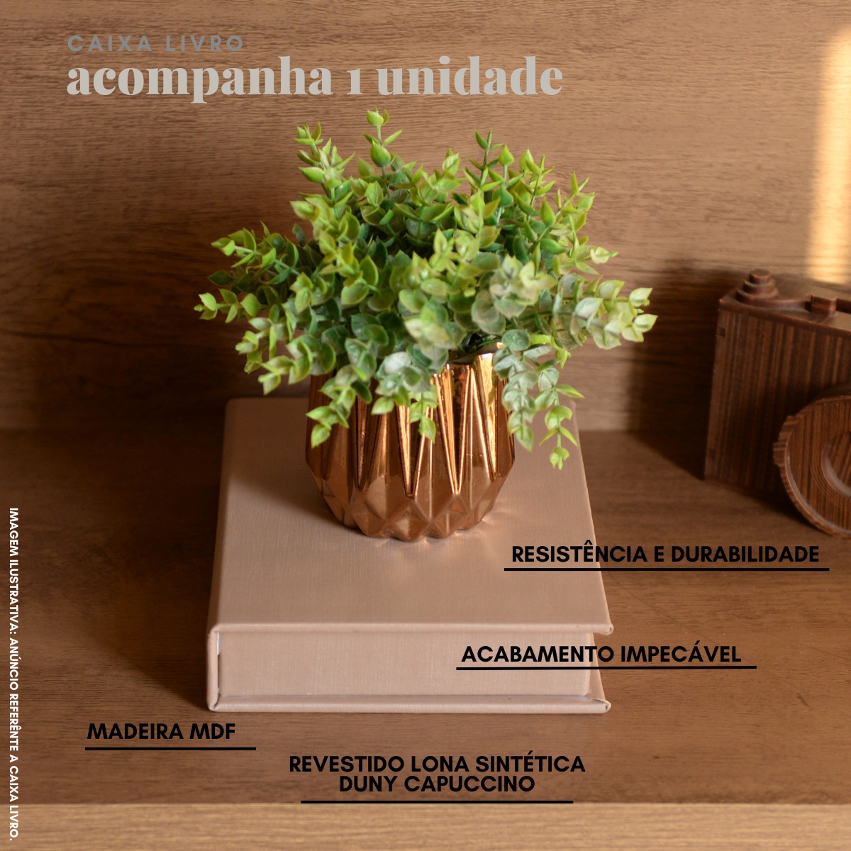 Livro Fake Caixa Decorativa Pequena DUNY CAPUCCINO - P - Imagem 4