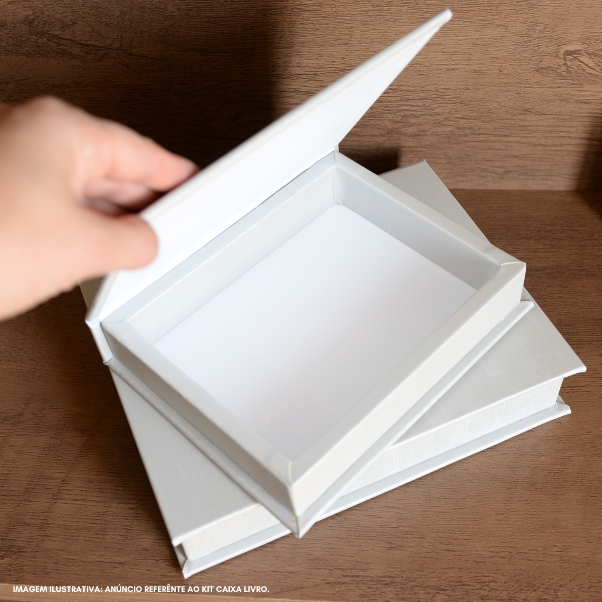 Kit 2 Caixa Livro Falso MDF DUNY PRATA Decorativa Porta Objeto Elegante - Imagem 4