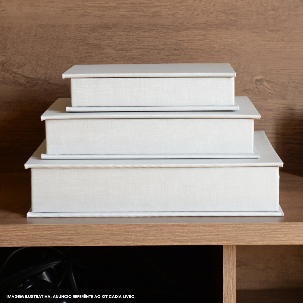 Kit 3 Caixa Livro Falso MDF DUNY PRATA Decorativa Porta Objeto Elegante - Imagem 7