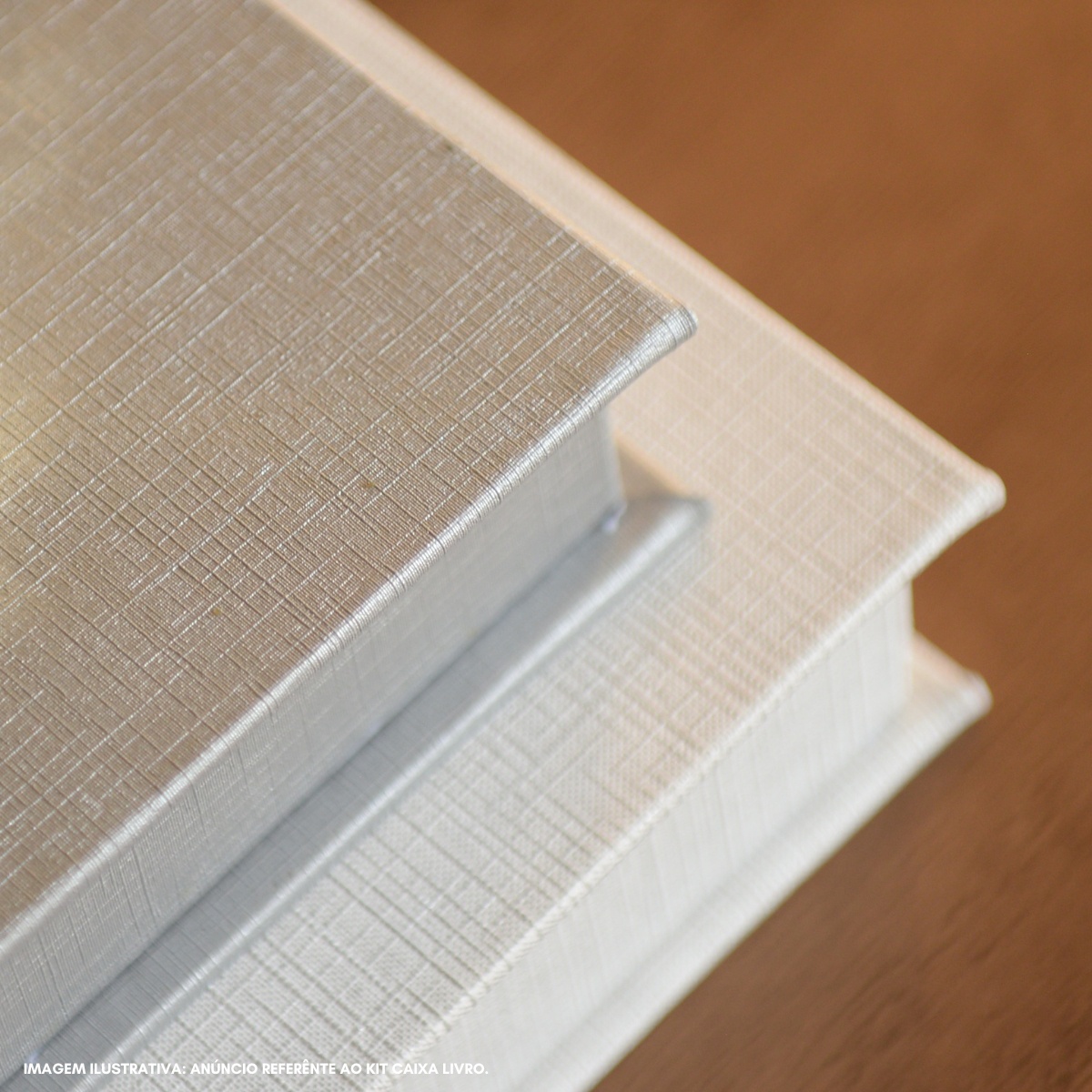 Kit 2 Caixa Livro Falso MDF LINHO PRATA e LINHO PRATEADO Decorativa Porta Objeto Elegante - Imagem 3