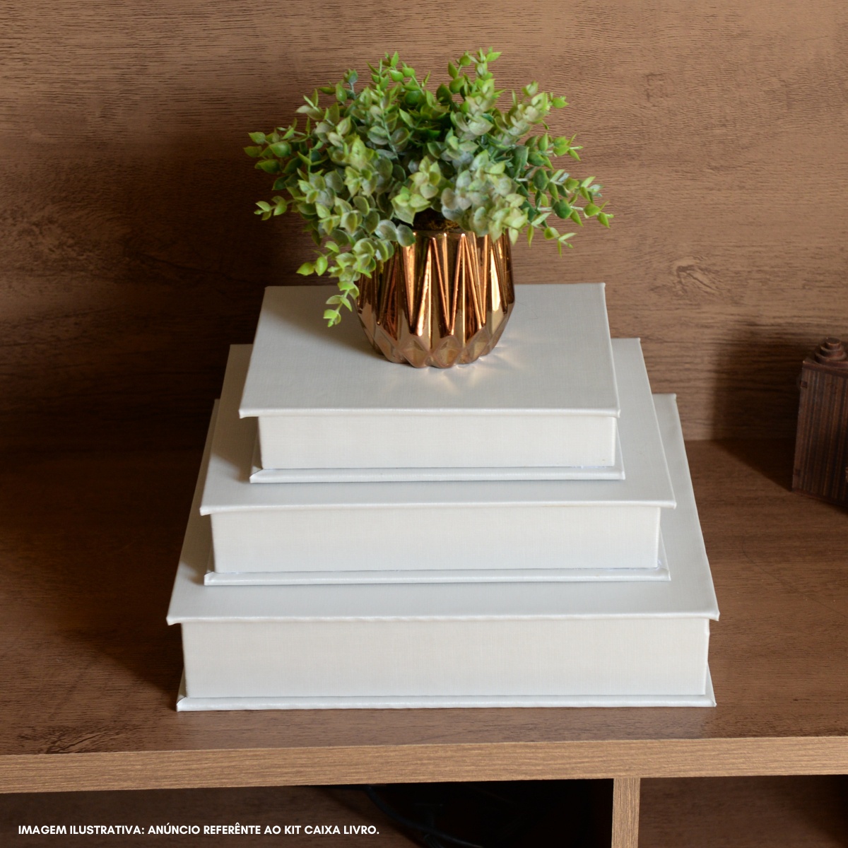 Kit 3 Caixa Livro Falso MDF DUNY PRATA Decorativa Porta Objeto Elegante - Imagem 4