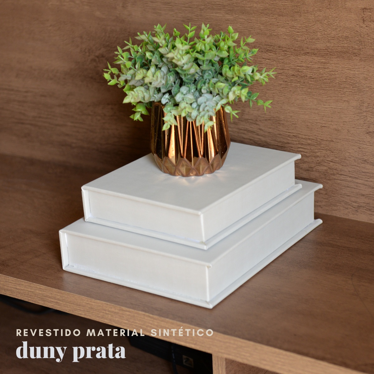 Kit 2 Caixa Livro Falso MDF DUNY PRATA Decorativa Porta Objeto Elegante - Imagem 3