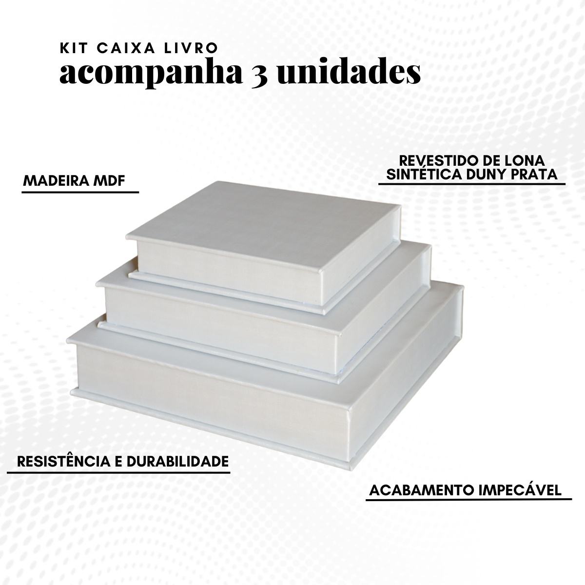 Kit 3 Caixa Livro Falso MDF DUNY PRATA Decorativa Porta Objeto Elegante - Imagem 9