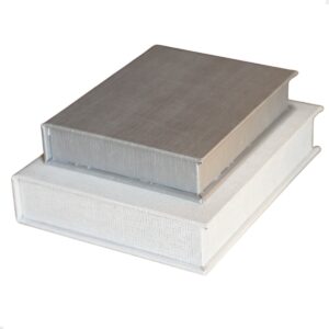 Kit 2 Caixa Livro Falso MDF LINHO PRATA e LINHO PRATEADO Decorativa Porta Objeto Elegante