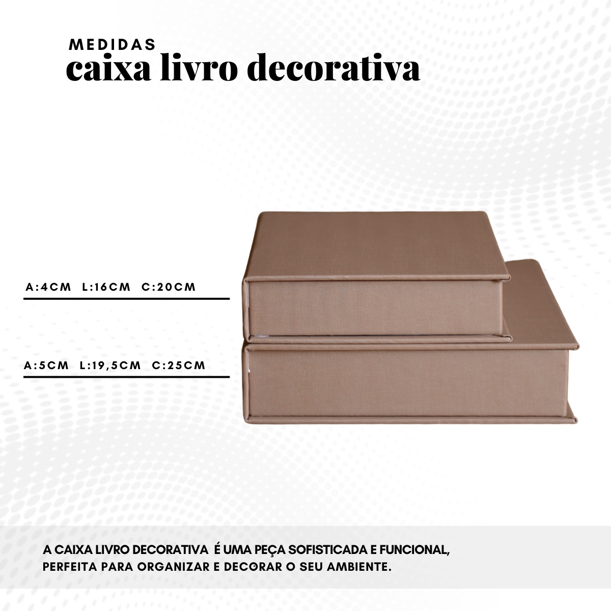 Kit 2 Caixa Livro Falso MDF DUNY CAPUCINO Marrom Decorativa Porta Objeto Elegante - Imagem 8