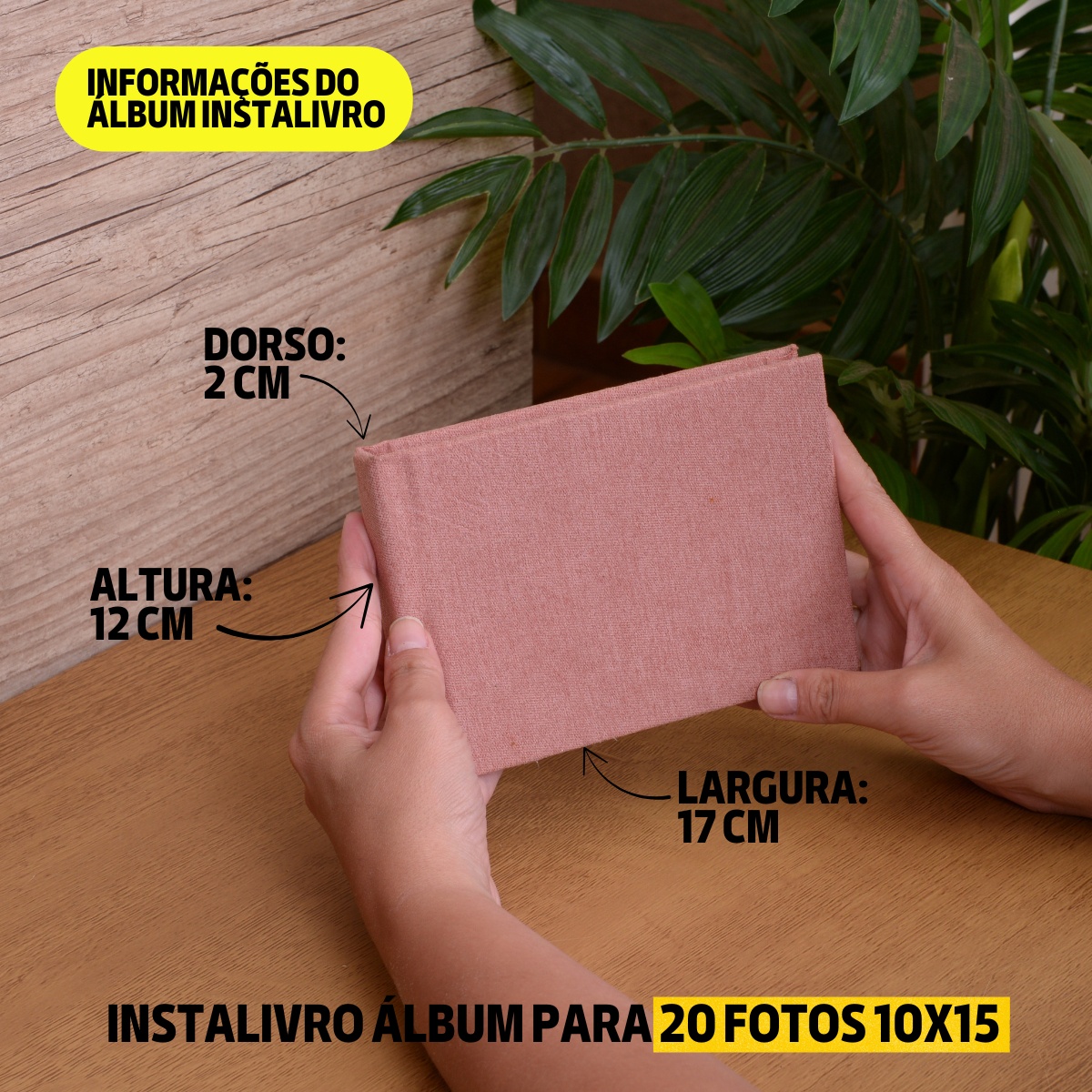 Instalivro Tecido 10x15 Álbum Autocolante 20 fotos CLARK PAPAYA Liso Delicado Bebê Adulto Jovem - Imagem 6