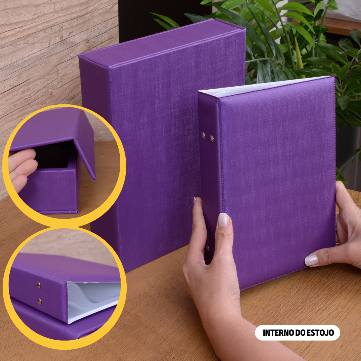 Estojo Imantado com Álbum para 100 Fotos 15x21 - DUNY ROXO Bebê Rosa Infantil Luxo Premium Reforçado - Imagem 2