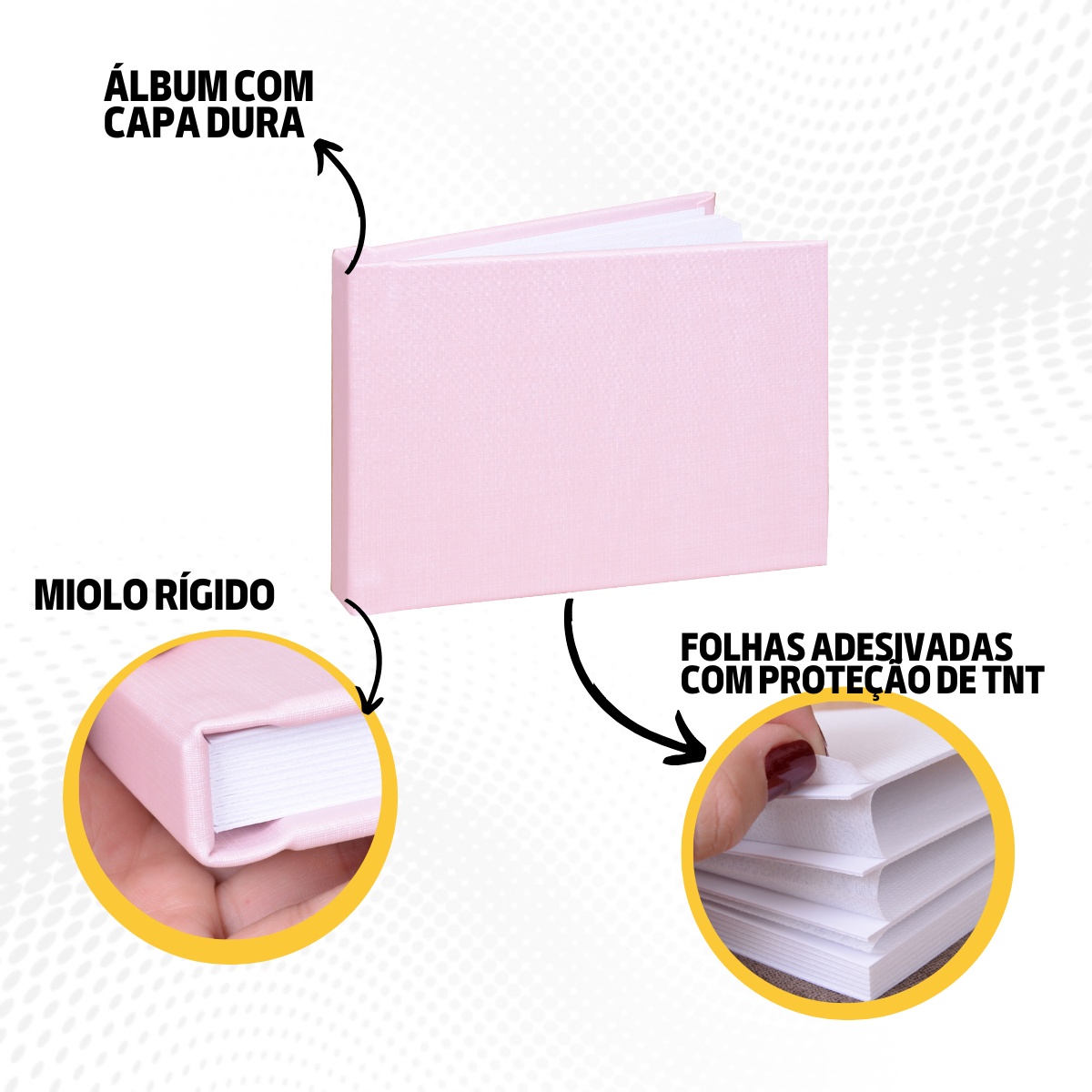 Instalivro 10x15 Álbum Autocolante 20 fotos COURINO DUNA ROSA BEBÊ Liso Delicado Newborn - Imagem 8
