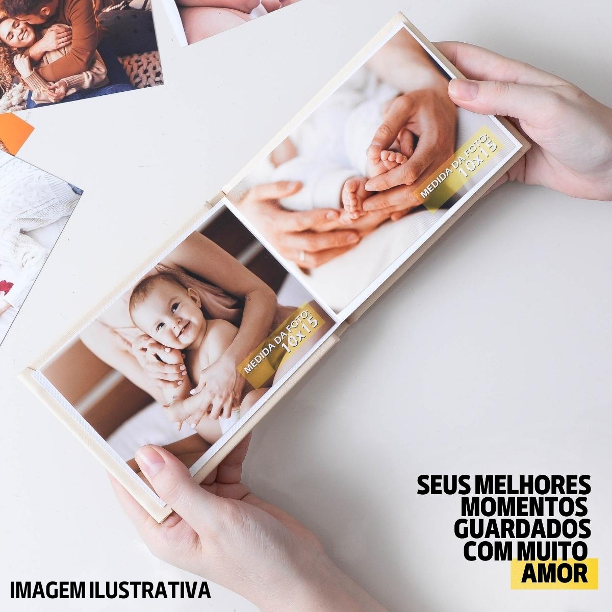 Instalivro 10x15 Álbum Autocolante 20 fotos COURINO DUNA ROSA BEBÊ Liso Delicado Newborn - Imagem 9