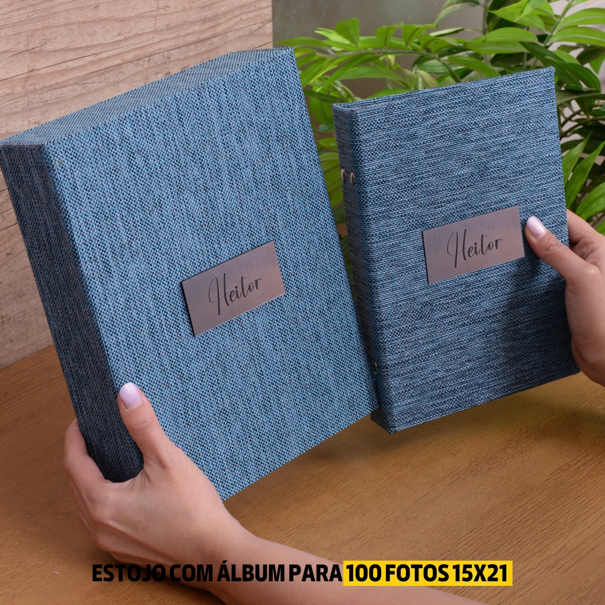 Estojo 15x21 Personalizado com Nome e Álbum Fotográfico 100 Fotos TAG Acrilico Prata - Imagem 3