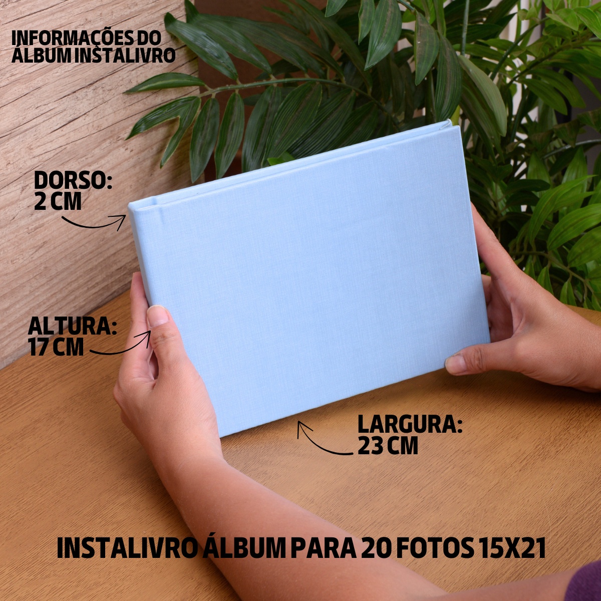 Instalivro 15x21 Álbum Autocolante 20 fotos COURINO DUNA AZUL BEBÊ Liso Delicado Família - Imagem 7