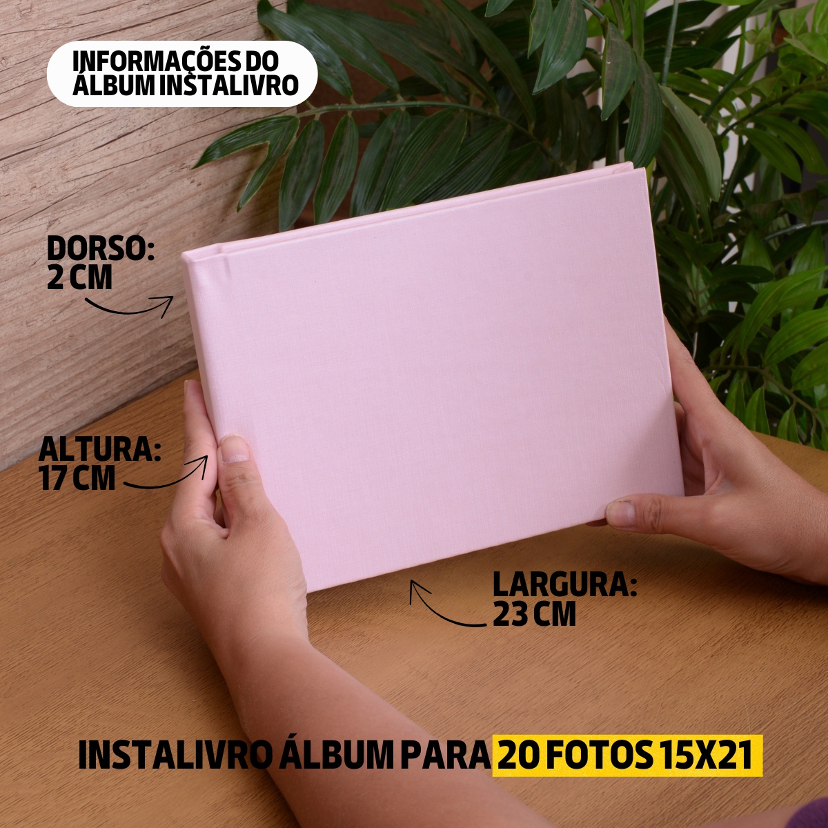 Instalivro 15x21 Álbum Autocolante 20 fotos COURINO DUNA ROSA BEBÊ Liso Delicado Família - Imagem 7