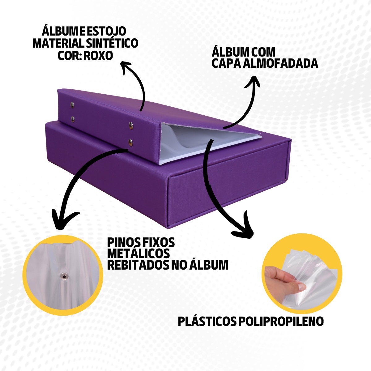 Estojo Imantado com Álbum para 100 Fotos 15x21 - DUNY ROXO Bebê Rosa Infantil Luxo Premium Reforçado - Imagem 7