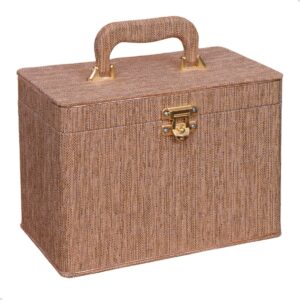 Maleta Box 240 fotos 15x21 com 4 Álbuns Fotográficos JUTA DOURADO Bodas de Ouro Tecido