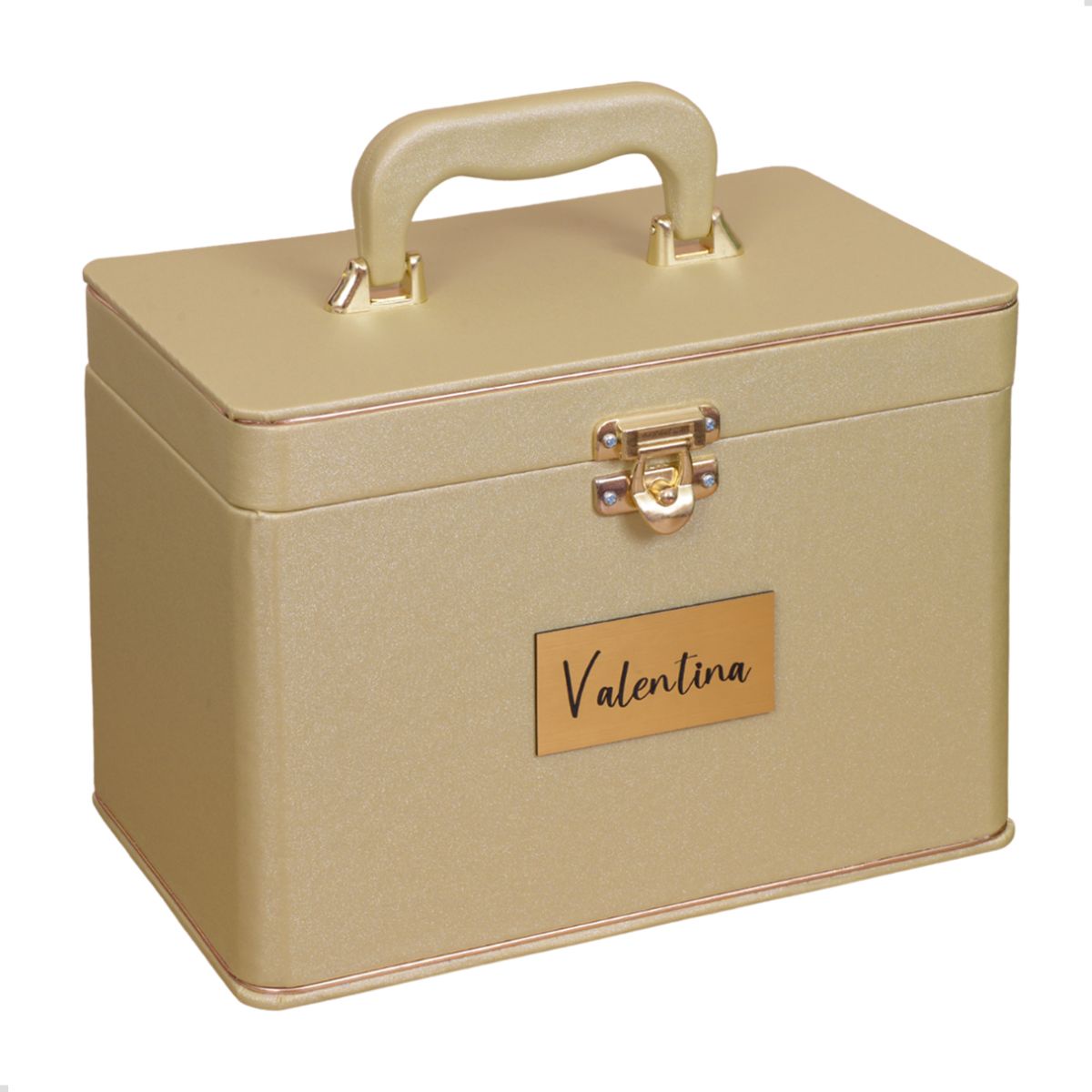 Maleta Box 15x21 Personalizada c/ Nome 240 fotos Álbum Fotográfico Tag Dourada - Imagem 2