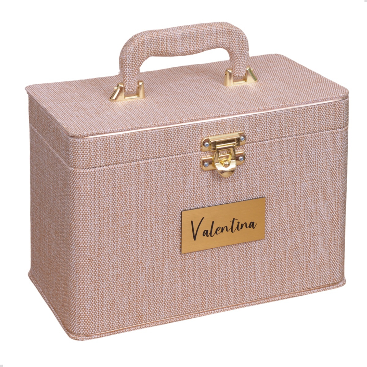 Maleta Box 15x21 Personalizada c/ Nome 240 fotos Álbum Fotográfico Tag Dourada