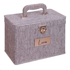 Maleta Box 15x21 Personalizada c/ Nome 240 fotos Álbum Fotográfico Tag Prata