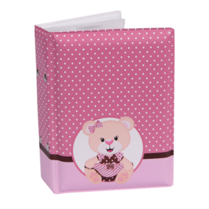 Álbum fotográfico URSINHA ROSA 100 fotos 10x15 Bebê Infantil Urso Newborn