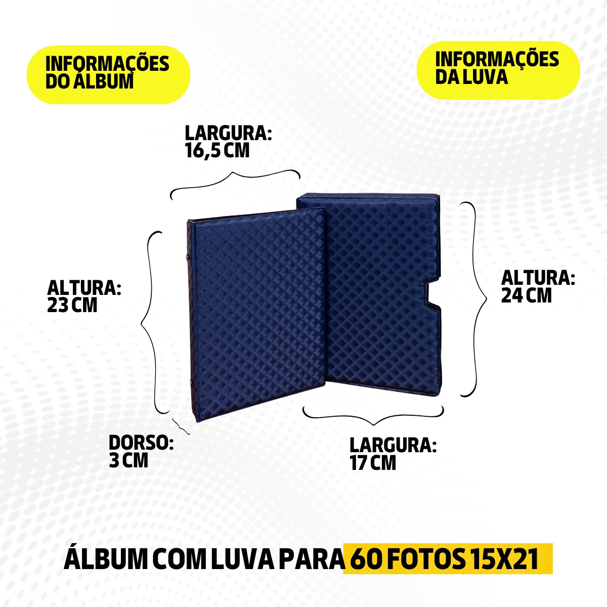 Luva E Álbum Fotográfico 60 Fotos 15x21 BLING AZUL Marinho - Imagem 8