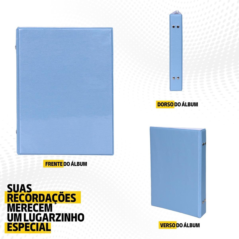 Álbum fotográfico para 100 fotos 15x21 cristal LINHO AZUL Bebê Infantil foto na capa - Imagem 6