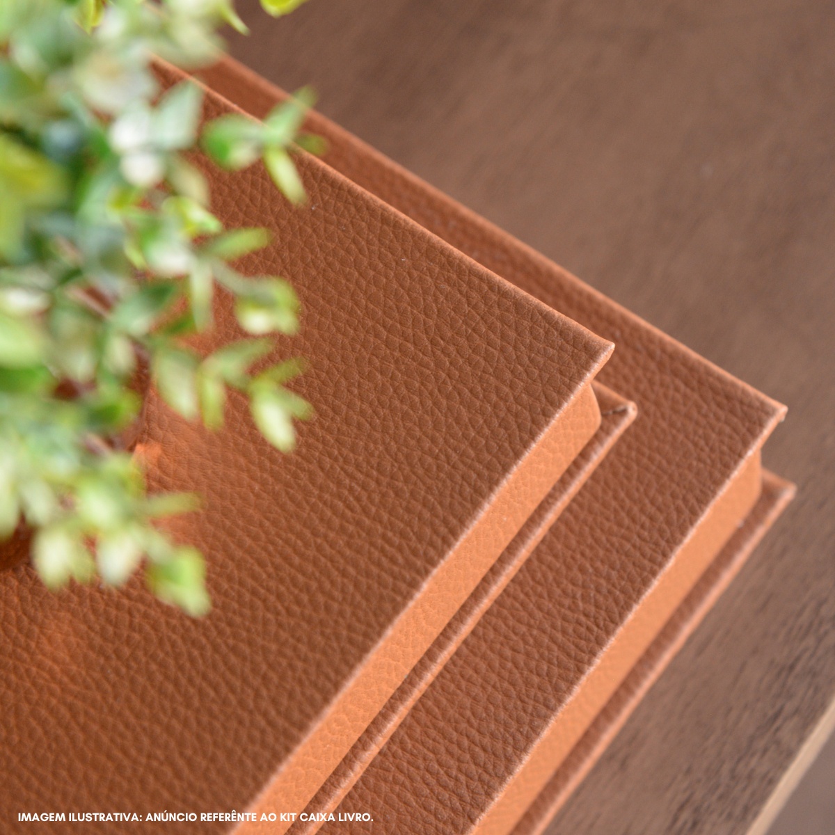Kit 2 Caixa Livro Falso MDF DOLARO CARAMELO Marrom Decorativa Porta Objeto Elegante - Imagem 5