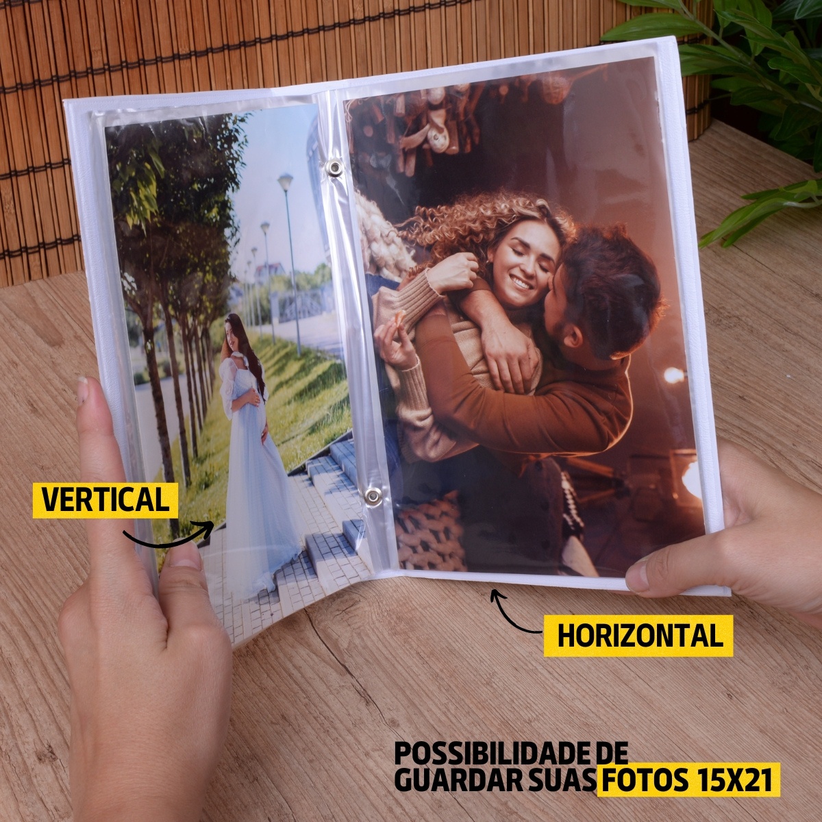 Luva E Álbum Fotográfico 60 Fotos 15x21 DECO OURO Dourado Casal Bodas - Imagem 6