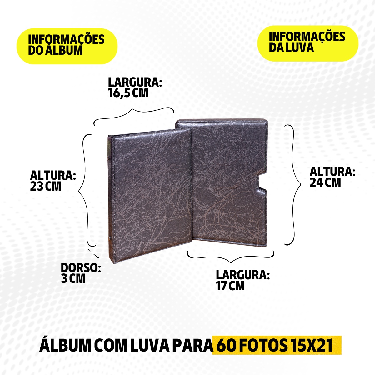 Luva E Álbum Fotográfico 60 Fotos 15x21 DECO GRÁFITE - Imagem 8