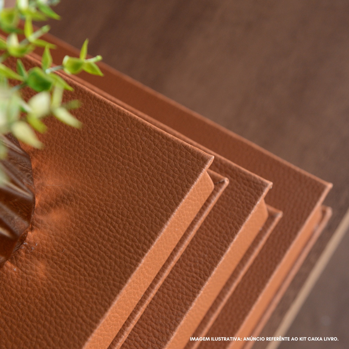 Kit 3 Caixa Livro Falso MDF DOLARO CARAMELO Marrom Decorativa Porta Objeto Elegante - Imagem 3