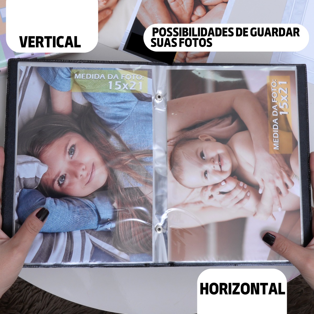 Luva E Álbum Fotográfico 60 Fotos 15x21 CASAMENTO BRANCO Casal Namorados Aliança Amor Compromisso - Imagem 7
